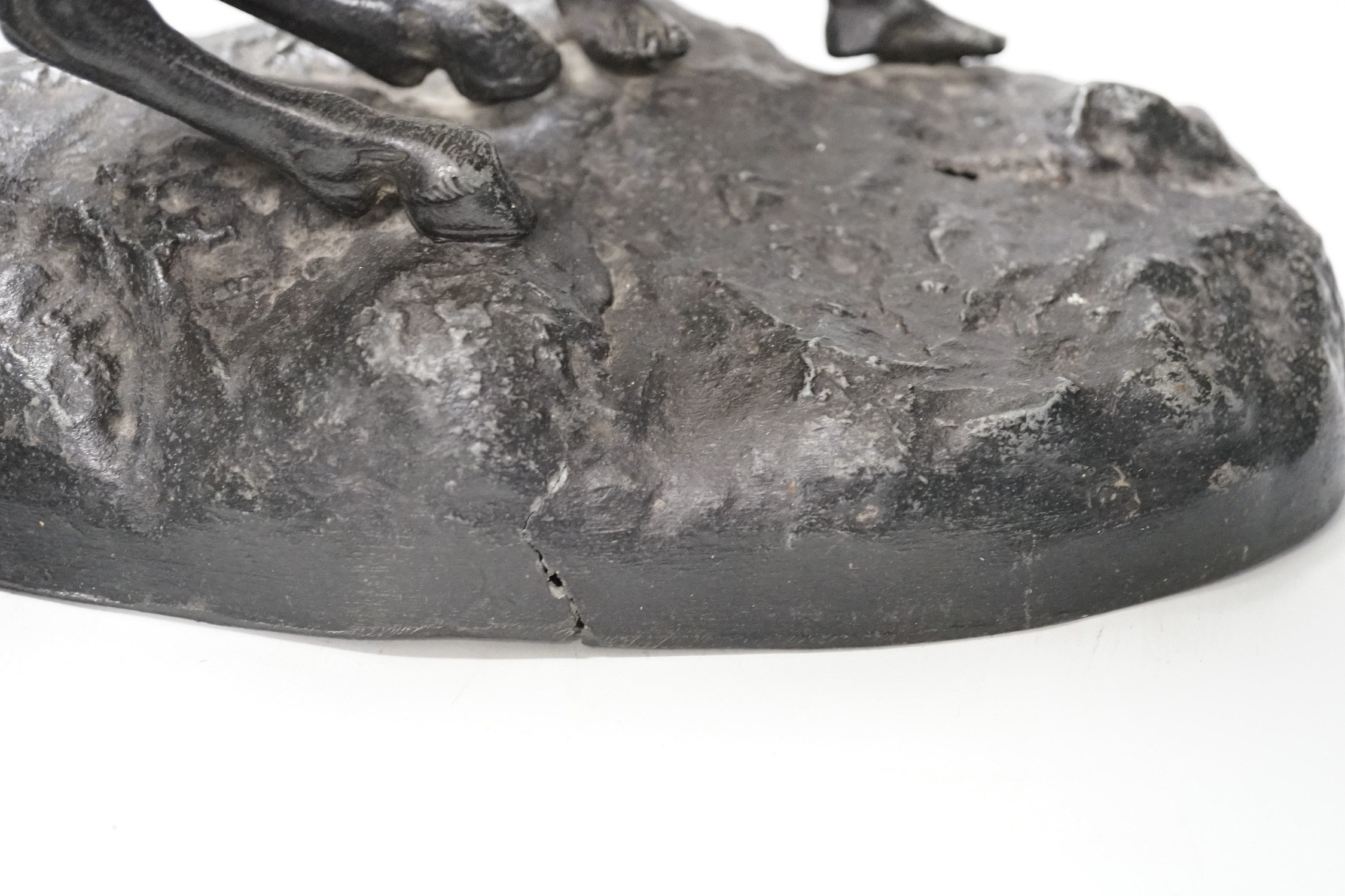 A pair of spelter Marley horses, 31cm